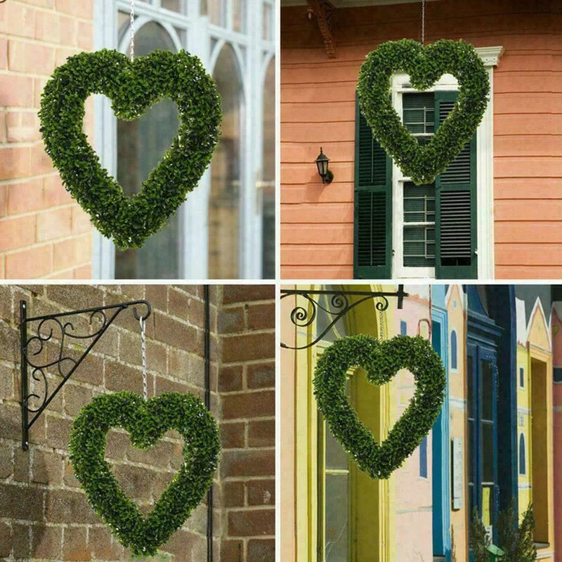 Акция! Садовые товары Topiary Boxwood Heart Door Hanging Love Home Decor | Венки и гирлянды