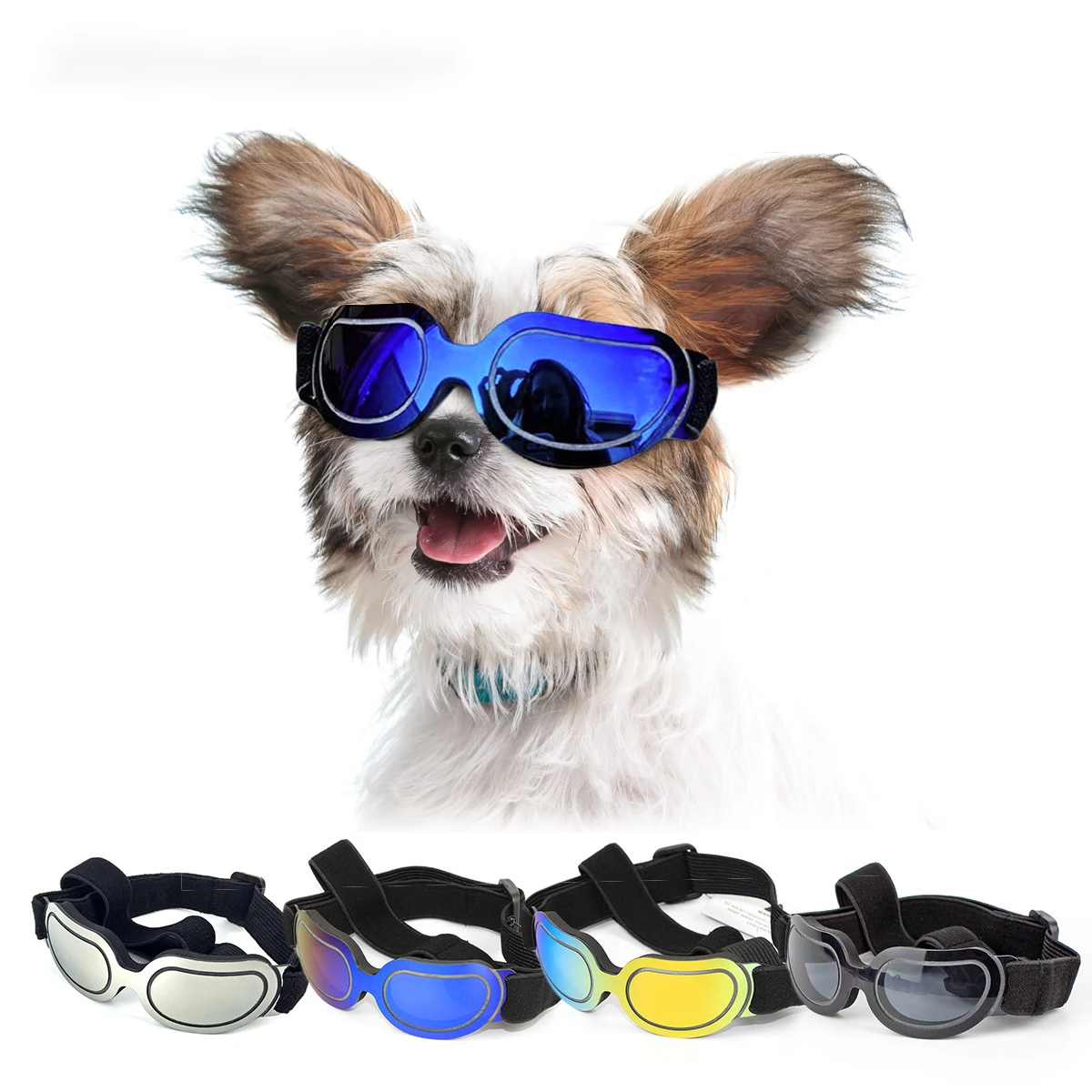 ATUBAN Small Dog Goggles Anti-UV Dog Sunglasses Windproof Snowproof Puppy Glasses with Flexible Straps for puppy accessories