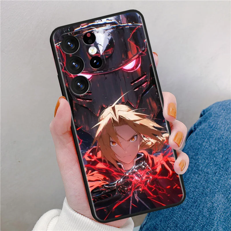 Чехол для телефона Fullmetal Alchemist Edward Elric Samsung Galaxy S25 S24 S23 S22 S21 S20 S10E Ultra Plus Lite FE Black Cover Funda