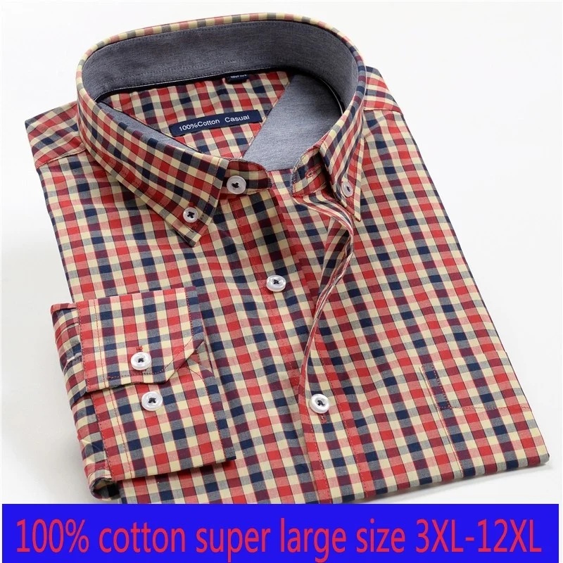 

arrival Spring autumn men formal new Extra Large 100% Cotton long sleeve Shirts high quality plus size 3XL-7XL 8XL 9XL 10XL 12XL