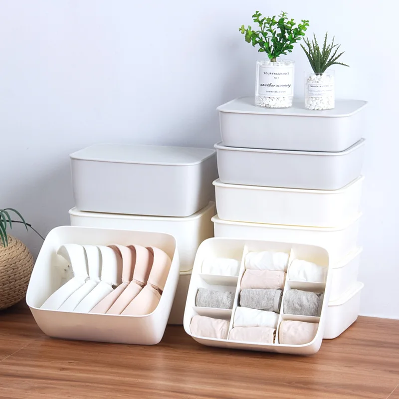 

Stackable plastic bra storage box household dustproof underwear socks classification multi-functional sundries storage sorting b