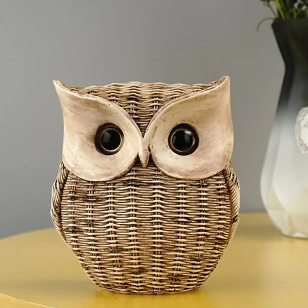 

Art Owl Figurine Sculpture Ornament Statue Photo Props Living Room Tabletop