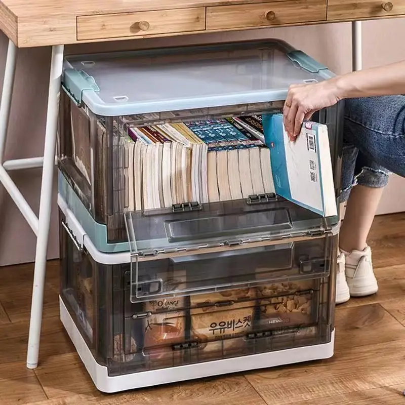

Stationery Holder Collapsible Book Storage Box Large Capacity Student Book Storage Box Transparent Clothes Storage Organizing