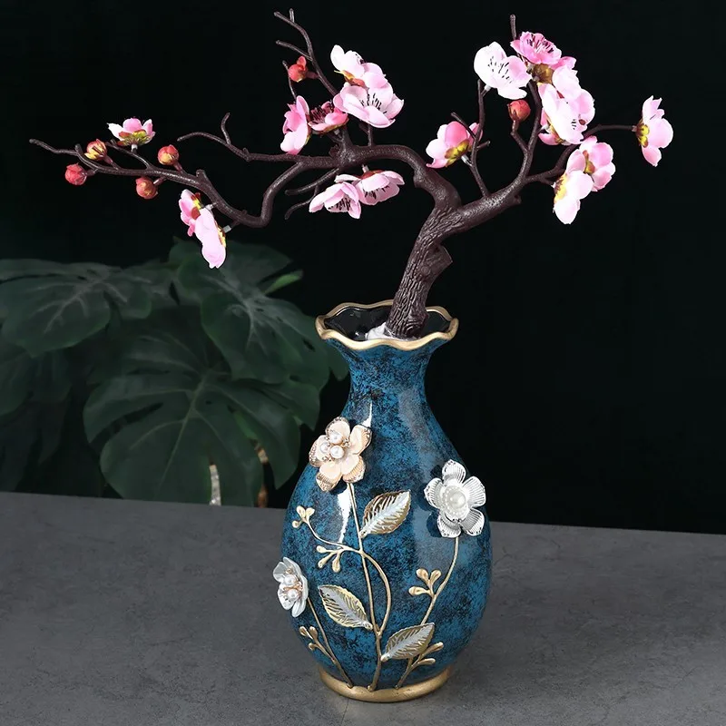 

Европейская керамическая ваза, креативная рельефная ручная работа, посуда для цветов, для гостиной, настольный Ретро органайзер для цветов,...