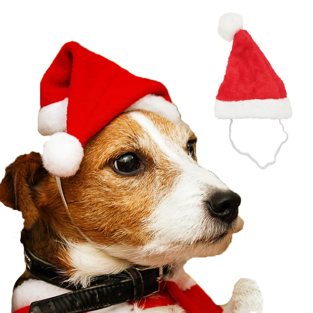 

New Christmas decorations pet Christmas hat dog small hat red furry hat pet hat clothes