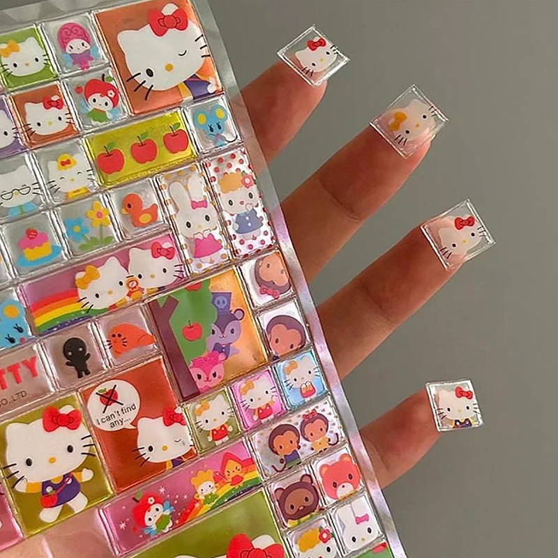 Sanrio Hello Kitty 3D Adhesive Stickers KT Cat Phone Cases Water Cup Decoration Kids DIY Toys Girly Heart Gift