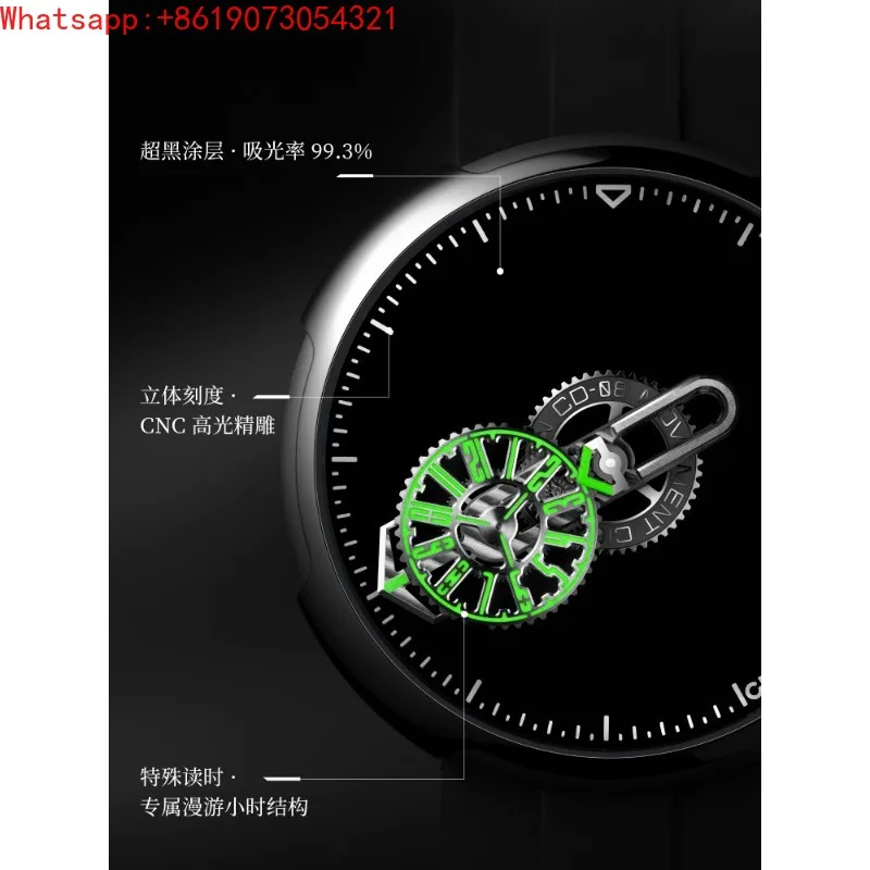 Фото Механические часы CIGA Design Time Code «Великая империя Цин» с функцией изменения часового пояса и специальным отображением времени для мужчин №3