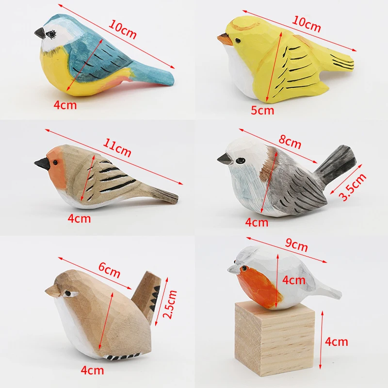 

Small Wood Bird Statue Ornament Nordic Bird Figurine Art Handmade Carving Decoration Miniature Animals Crafts Children Gifts New