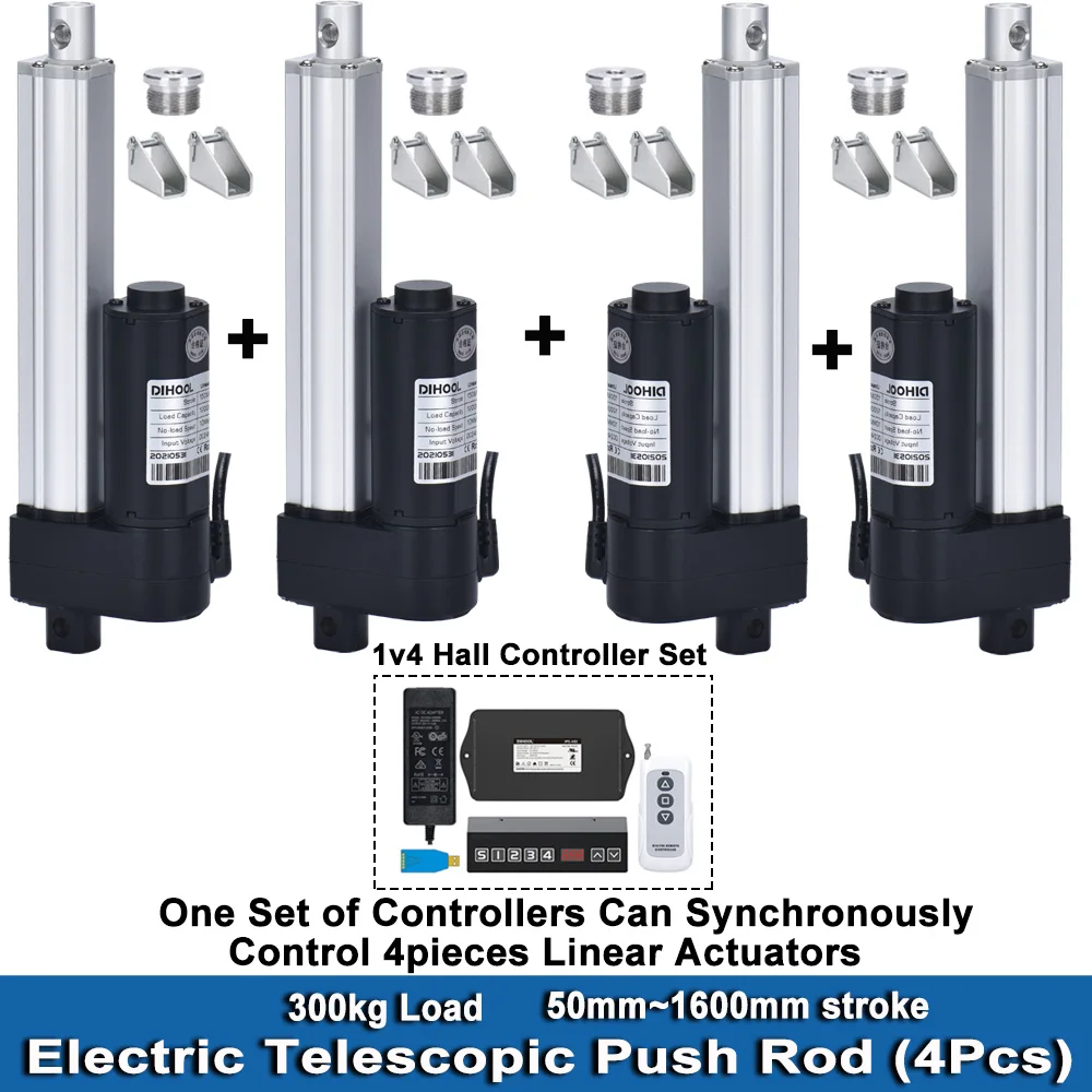 

Линейные приводы с синхронным управлением, 3000 Н, 4 шт., набор контроллеров Холла (1V4), 24 В, ход 50-1600 мм, Нагрузка 30-300 кг, нагрузка 50 мм/с