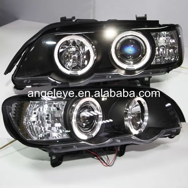 

1998-2003 year LED Head Lights For X5 E53 Front Lamp LED Angel Eyes black housing