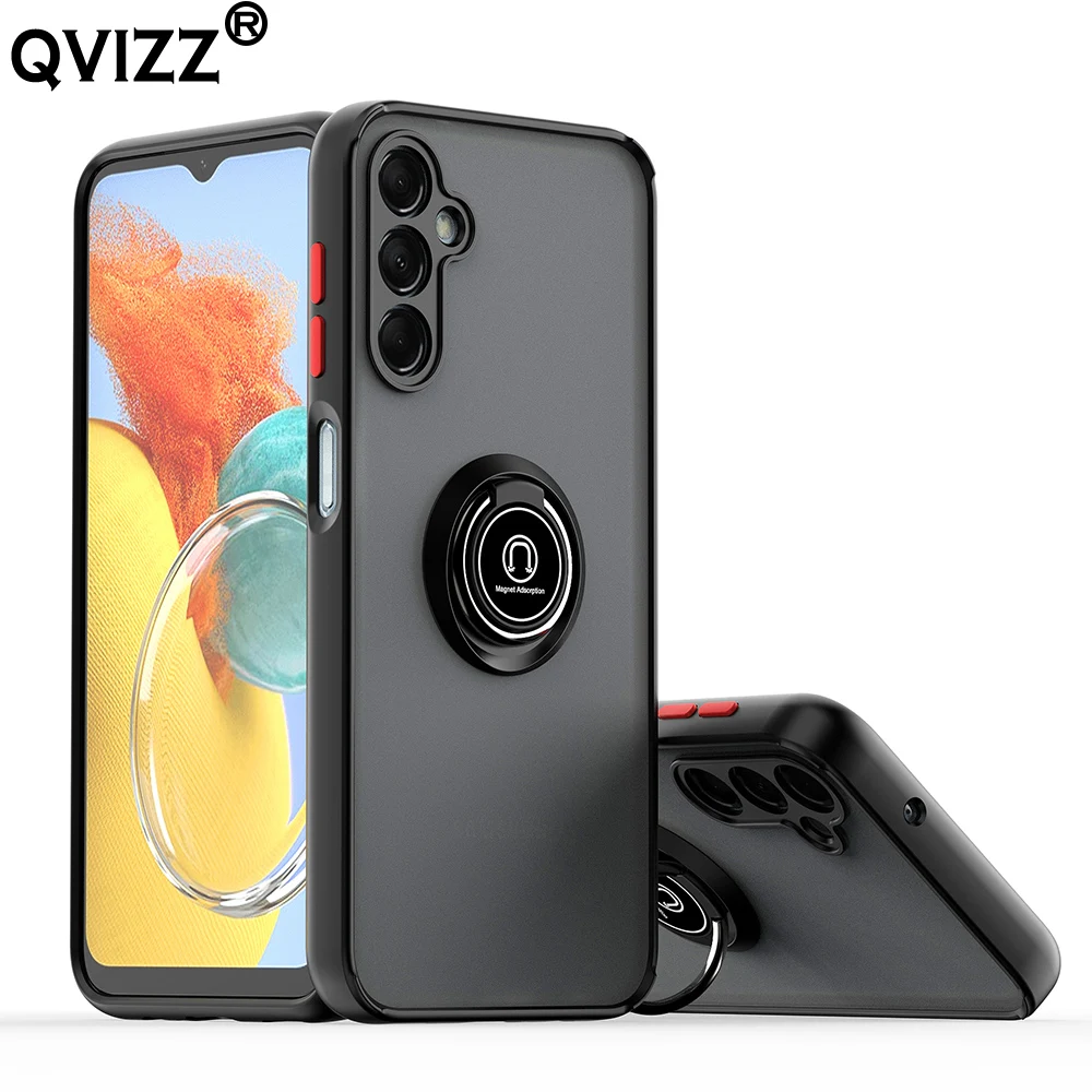 

Case for Samsung Galaxy M14 F14 Luxury Car Magnetic Ring Holder Translucent Armor Shockproof Phone Cover SamsungM14 GalaxyM14