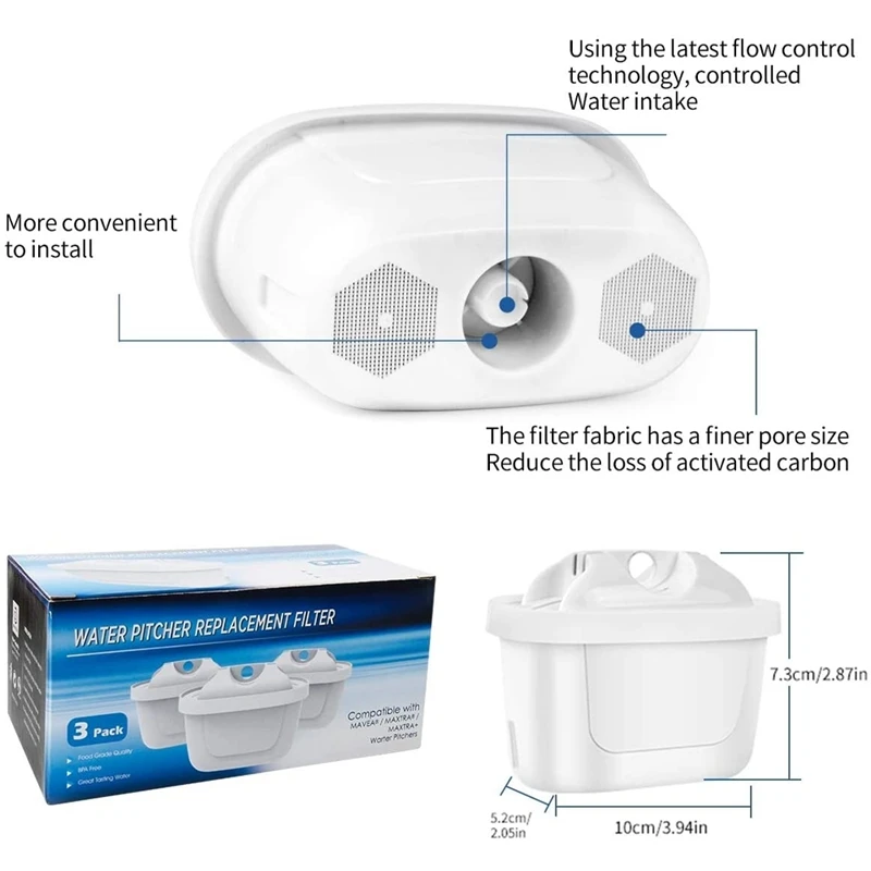 Filter Cartridge For Water Brita Style Fun Mavea Elemaris XL Merella Cool Anna Duomax 9Pack