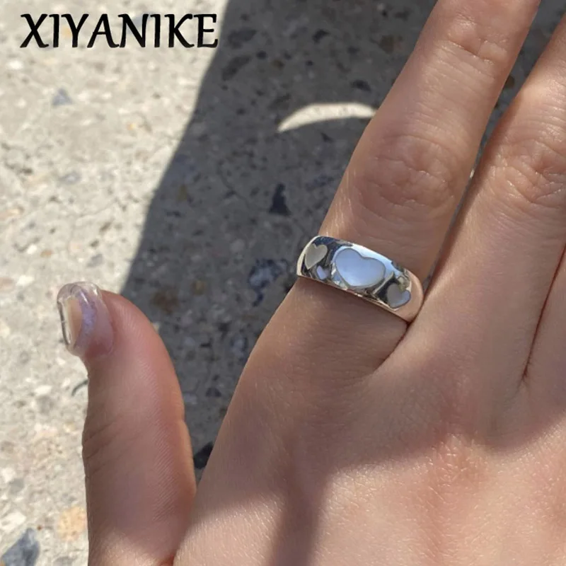 

XIYANIKE Летние Элегантные манжеты в форме сердца с ракушками для женщин корейская мода новые ювелирные изделия Дамский подарок женское кольцо