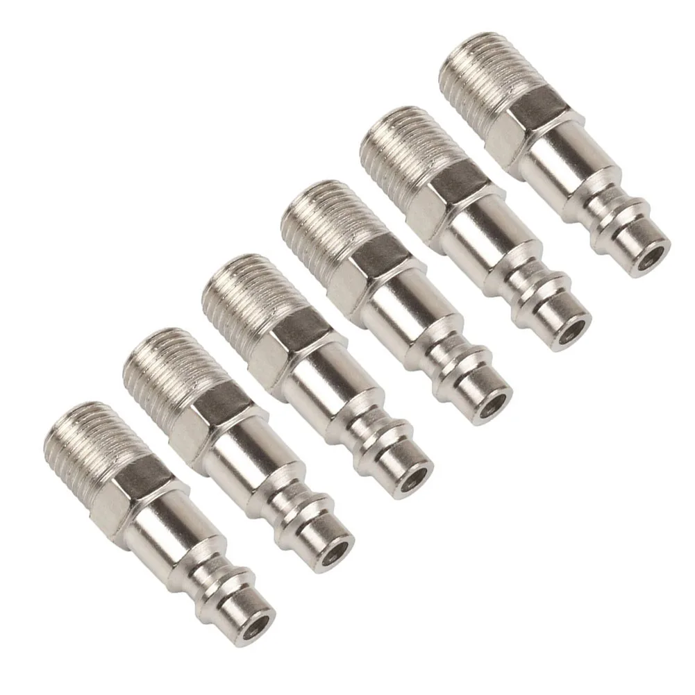 

Brand New Quick Connector Accessories Silver 1/4Inch 6Pcs Air Hose Fitting Connector For Air Hose NPT Male Threads