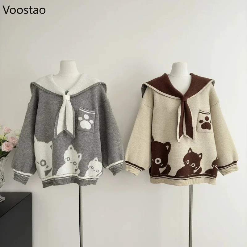 Осень-зима в консервативном стиле Лолита вязаные пуловеры женские Kawaii