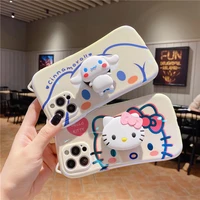 sanrio cinnamoroll hello kitty phone cases with holder for iphone 13 12 11 pro max mini xr xs max 8 x 7 se 2020 back cover
