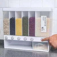 10l barrel rice storage box wall mounted cereal container dry food dispenser multifunctional measuring cup easy to assemble