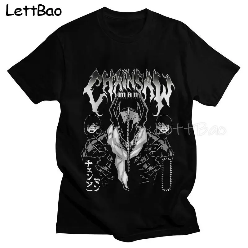 

Футболка мужская с принтом бензопилы и воина, тенниска с коротким рукавом из японского аниме, майка с рисунком манги, топ из мягкого хлопка в...