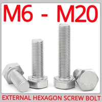 m6 m8 m10 m12 m14 m16 m18 m20 external hex hexagon bolt 304 stainless steel 1 1 25 1 5 fine thread high strength screw