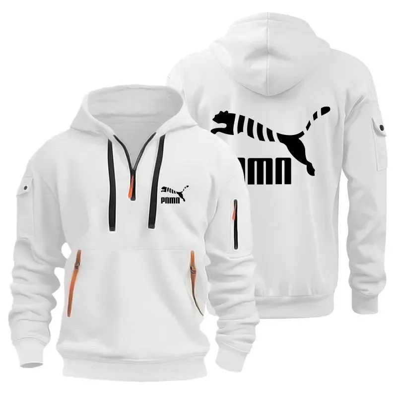 Новая осенне-зимняя мужская эластичная модная толстовка с капюшоном и