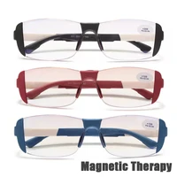 tr magnetic therapy rimless anti blue bifocal reading glasses men women unisex double light fashion presbyopia eyeglasses