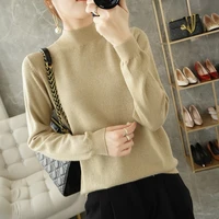 new cashmere sweater womens half high neck long sleeve pullover loose cashmere sweater knitted bottomed top looks