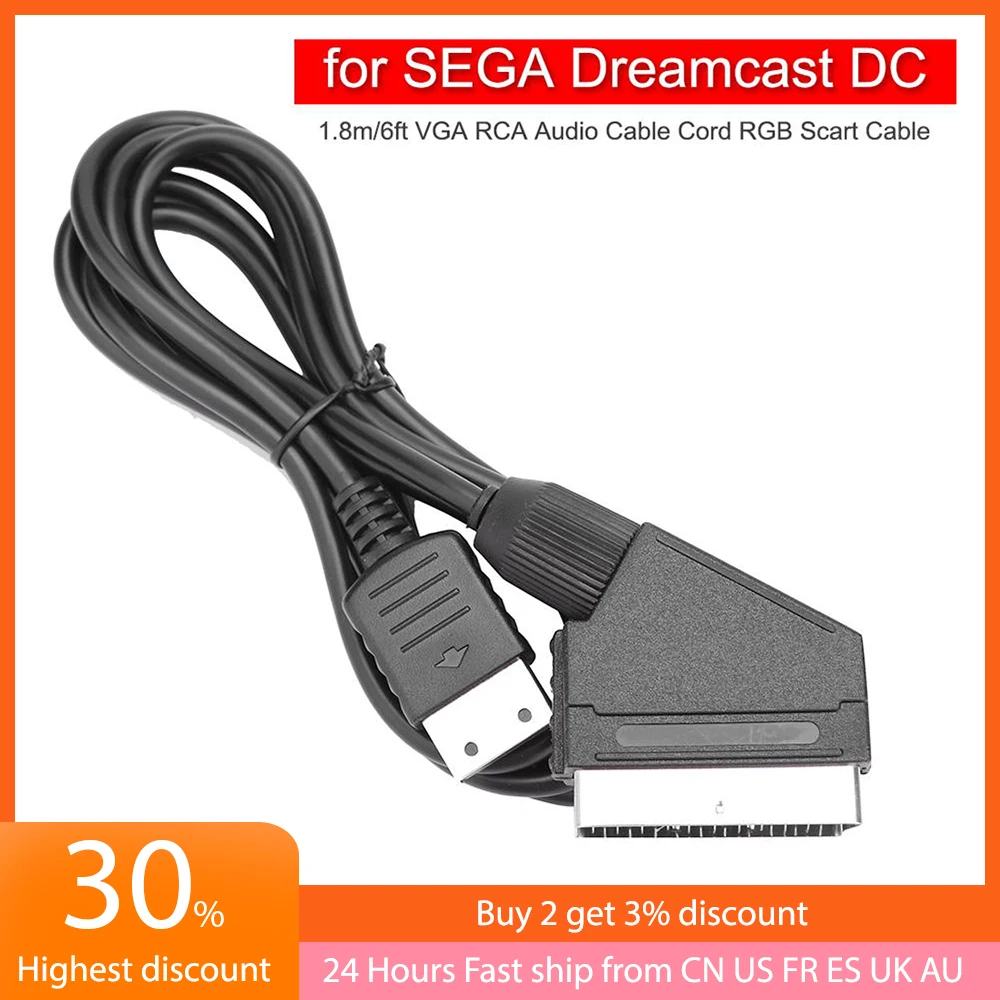 

1.8m/6ft VGA RCA Audio Cable Cord RGB Scart Cable for SEGA Dreamcast DC High Quility RGB Scart Cable for SEGA Dreamcast DC