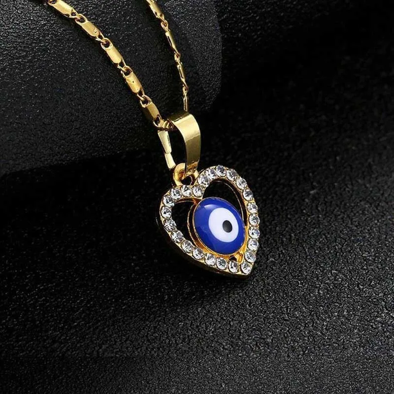 

Модное ожерелье с синим глазом, инкрустированное бриллиантами, Европейская и американская популярная цепочка на ключицу, кулон для любви, Б...