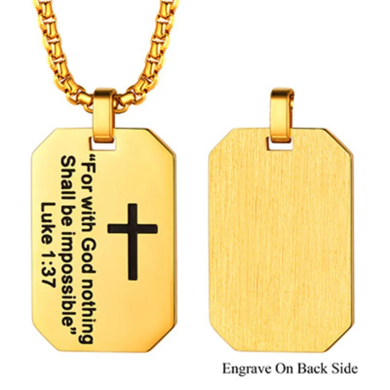 Христианский библейский стих кулон с крестом ожерелье из нержавеющей стали