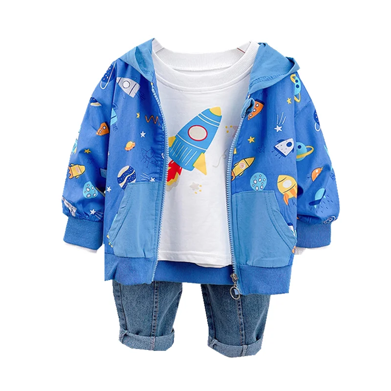 

New Spring Autumn Baby Clothes Children Boys Girls Casual Hooded Jacket T-Shirt Pants 3Pcs/Sets Toddler Costume Kids Tracksuits