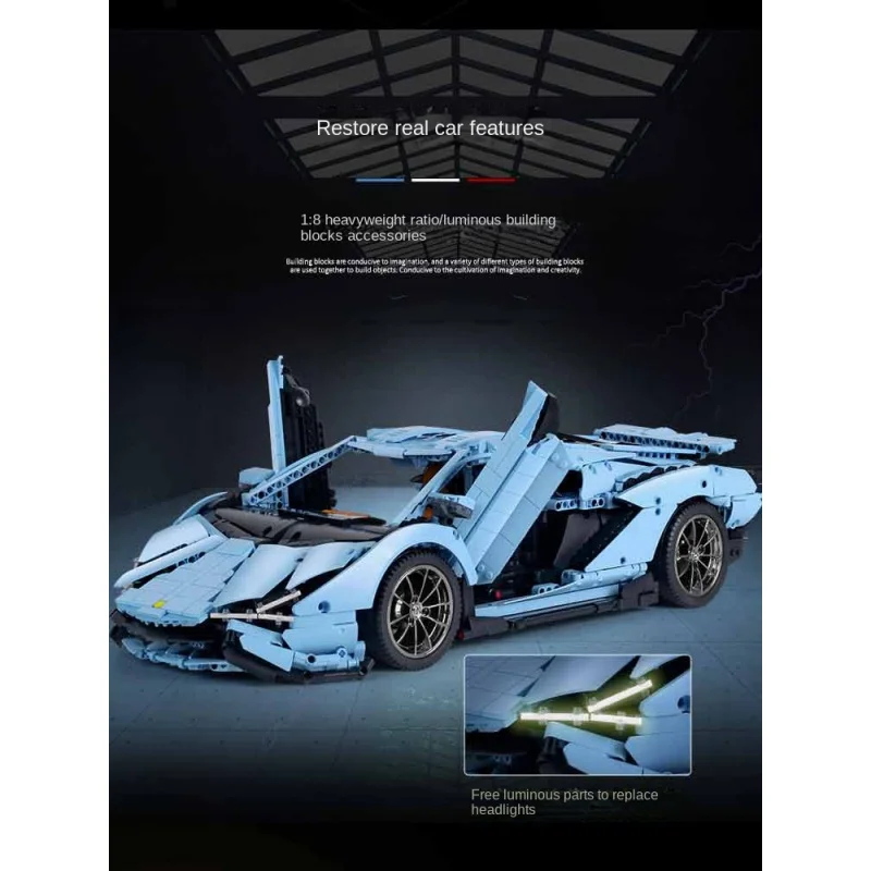 

Lamborghini Building Blocks Toy Car Model Porsche911Sports Car Adult Difficult Boy