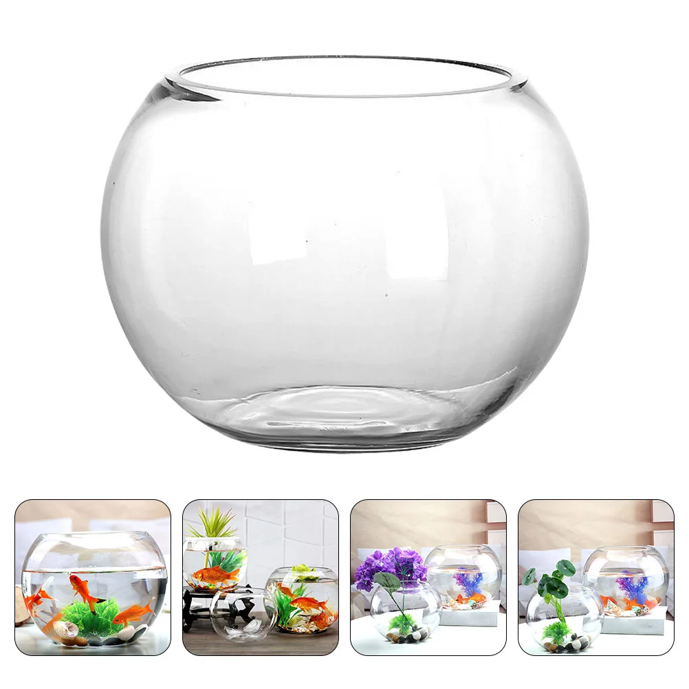 

Dining Table Glass Fish Tank Office Ornaments Round Globe Planter Transparent Bowl