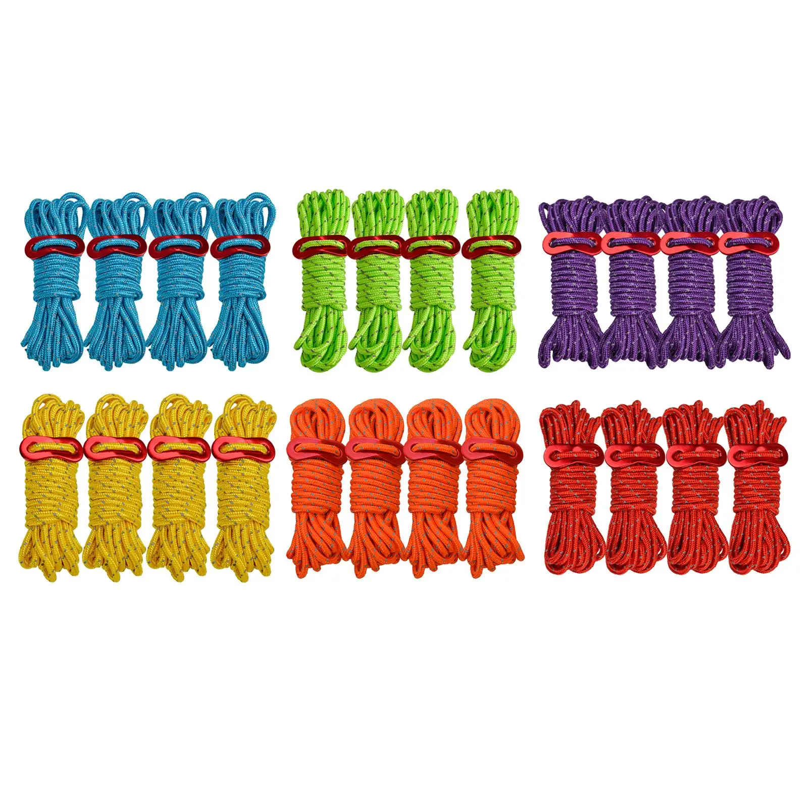 

4Pieces Reflective Trip Guy Line Camping Tent Rope Cord Guide Outdoor 4Yard
