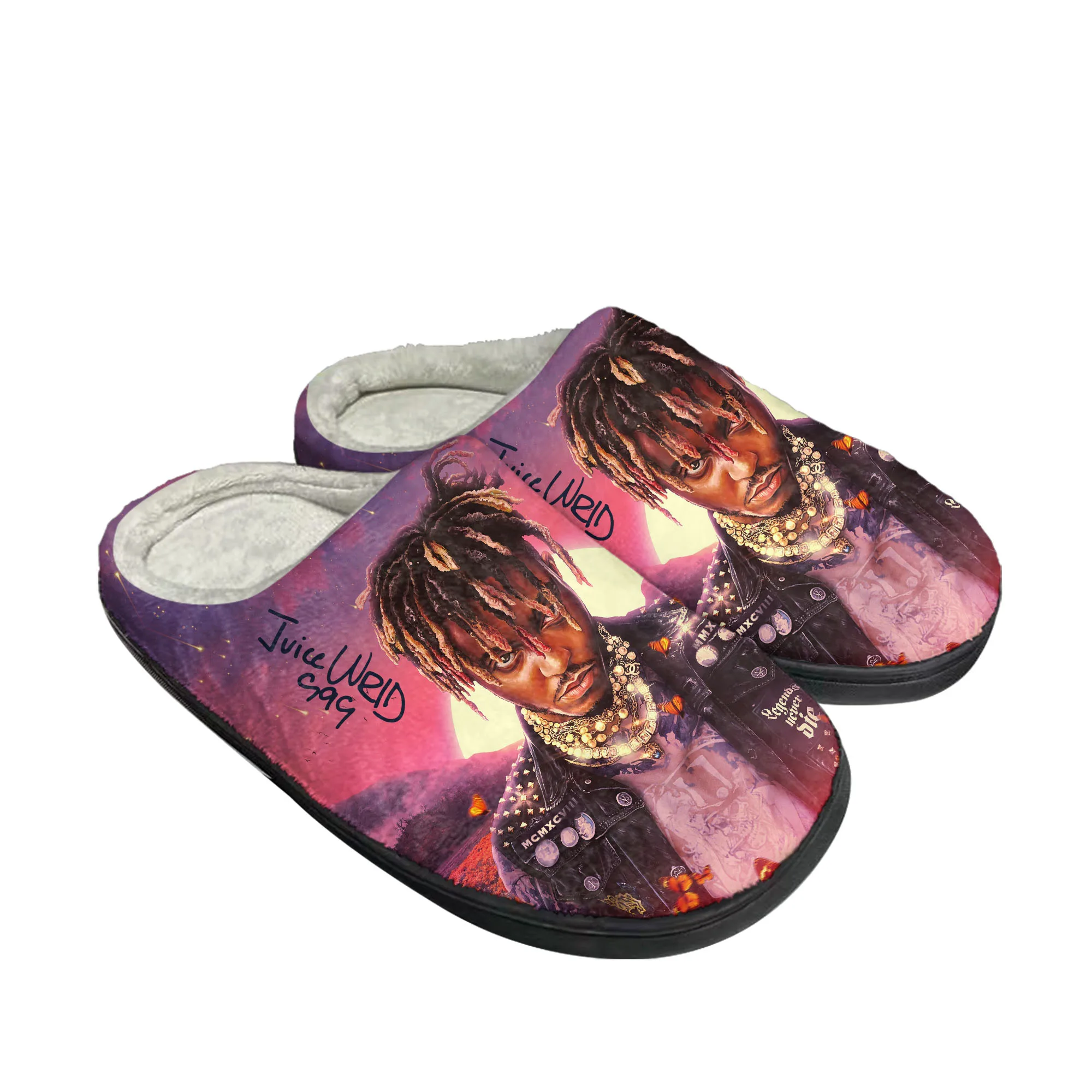 

Juice Wrld 999 Hip Hop Rapper Home Cotton Custom Slippers Mens Women Sandals Plush Casual Keep Warm Shoes Couple Thermal Slipper