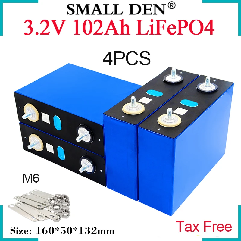 

4 шт., аккумуляторные батареи 3,2 В 102Ah LifePO4, 12 В 24 В