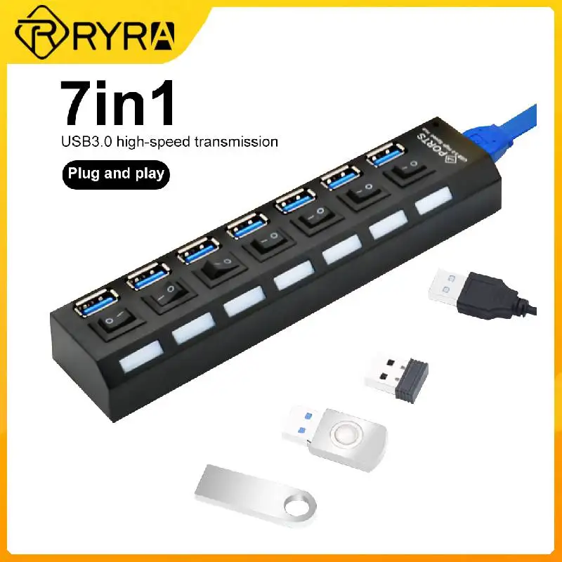 

RYRA High Speed 4/7 Ports USB HUB 2.0 Adapter Expander Multi USB Splitter Multiple Extender With LED Lamp Switch For PC Laptop