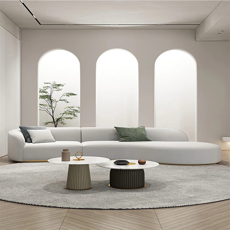 

Modern light luxury fabric curved sofa Italian simple living room household disposable technology cloth designer style furniture
