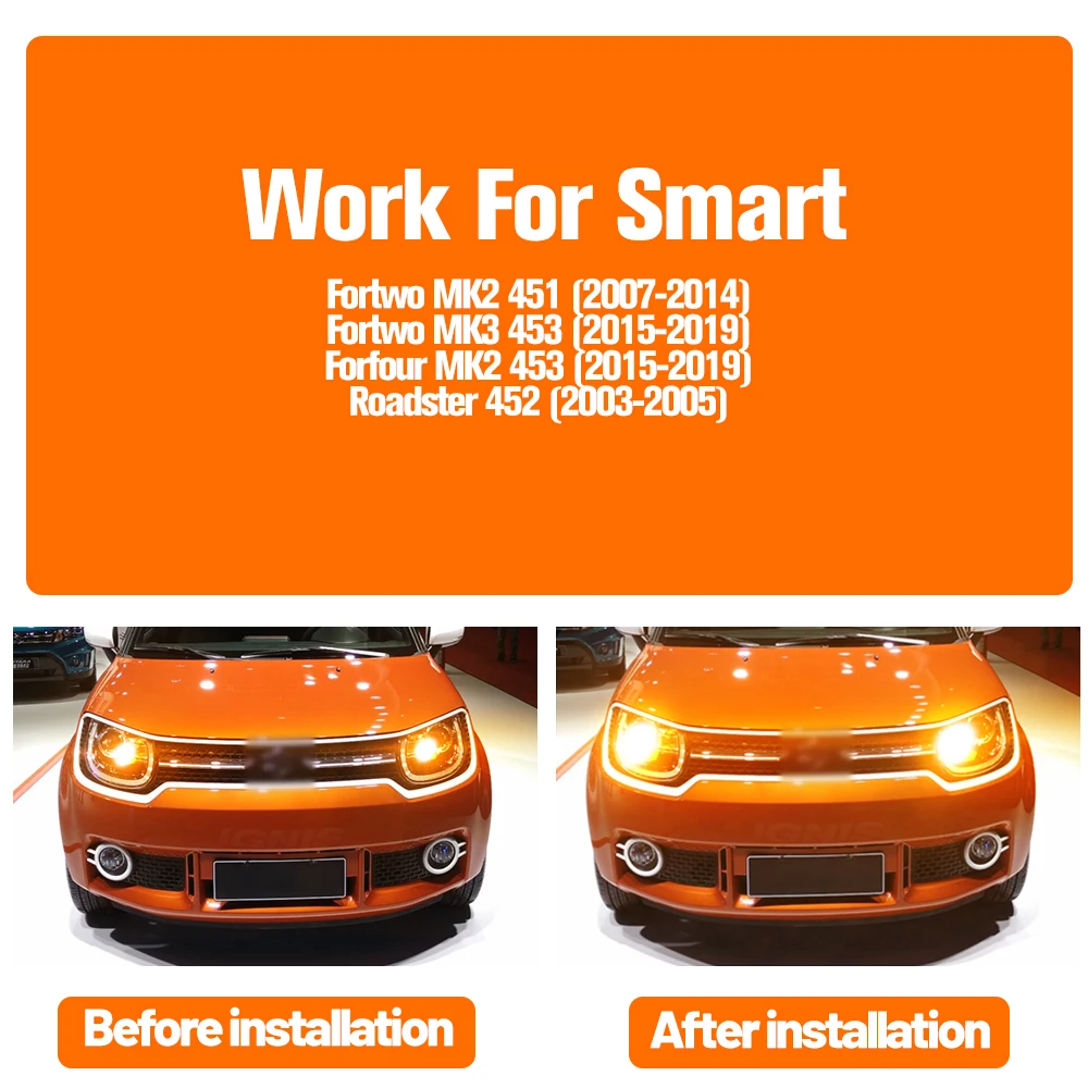 2 шт. светодиодные указатели поворота Canbus PY21W BAU15S 7507 для Smart Fortwo MK2 451 MK3 453 Forfour Roadster