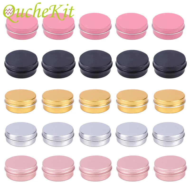 30pcs 5/10/15/20/30/50g Rosegold Round Empty Silver Aluminum Tin Spice Candle Jars Cosmetic Lip Balm Container Refillable Bottle