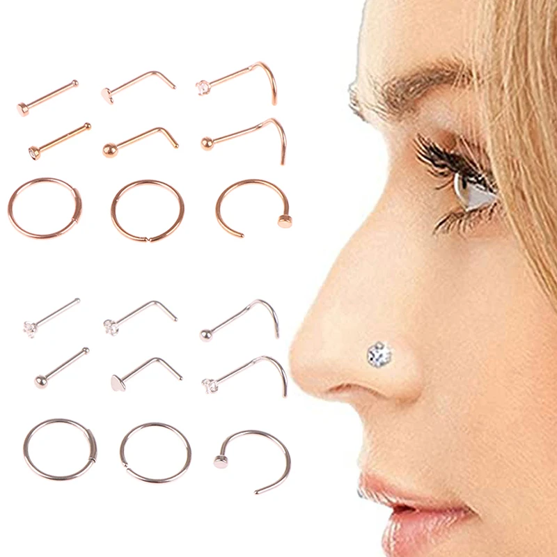 Серьги-гвоздики в форме сердца и носа из нержавеющей стали