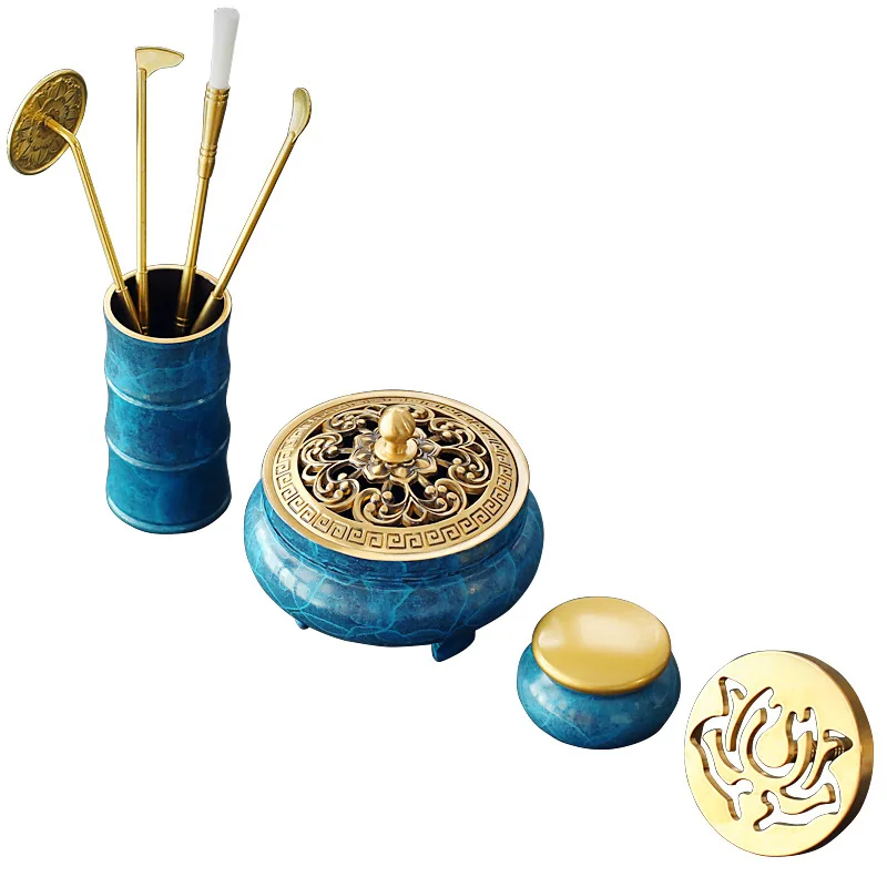 

Magic Blue Incense Gift Box Set Tools DIY Pure Copper Incense Seal Seal Indoor Incense Ash Pressing Mold Incense Burner Supplies
