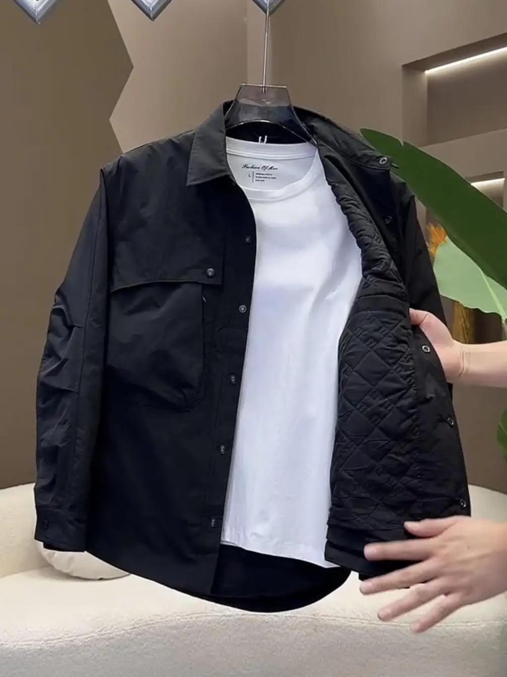 Autumn and Winter Deconstruction Draping Cutting/three-dimensional Cutting Casual Cargo Cotton-padded jacket Men's Fashion Br...