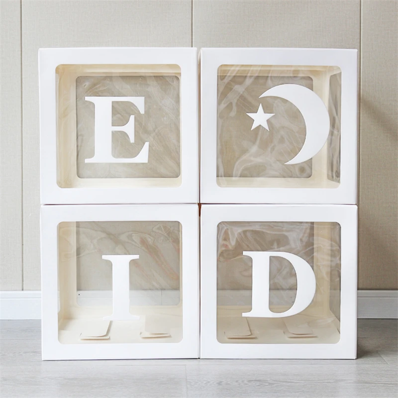 

Eid Mubarak Transparent Box Letter Balloon Box Ramadan Kareem Baby Shower Muslim Islamic Party Decor Ramadan Decoration for Home