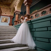 Weilinsha New Arrivals Tulle Wedding Dress V-Neck Bohemia High Quality Gorgeous Floor Length Ball Bride Gown by Seaside Church