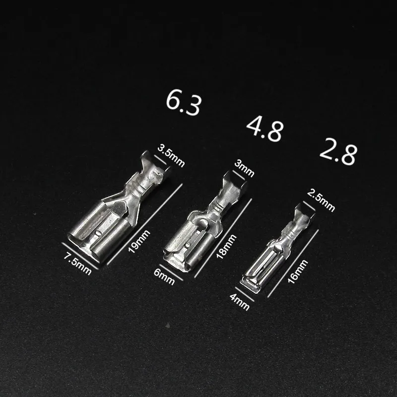 

100Pcs 2.8mm 4.8mm 6.3mm Crimps Spring Whit Lock + Sheath Copper Connector Insert Female Plug Cold-pressed Terminal Block