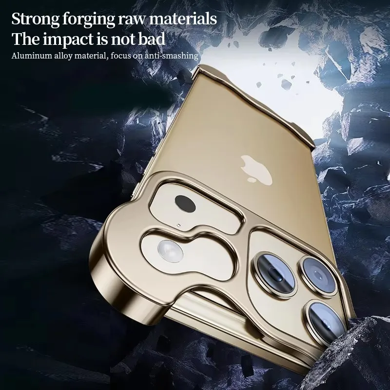 Необычный металлический чехол-бампер для телефона для iPhone 17, 16, 15, 14, 13, 12 Pro Max Plus 17 Air 16E, безрамный противоударный чехол из алюминиевого сплава (art.: 3920c91eea577) - 3920c91eea577