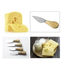 4pcsset wood handle sets bard set oak bamboo cheese cutter knife slicer kit kitchen cheedse cutter useful cooking tools