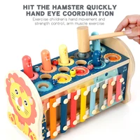 multifunctional lion whac a moleinsect catching and radish pulling game8 tone xylophone childrens educational wooden toy gift