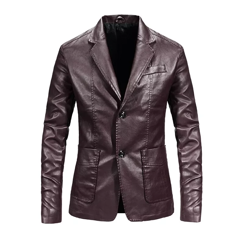 

Leather Blazers Jackets Men Slim Fit PU Leather Suits Coats New Spring Autumn Male Business Casual Suits Jackets Blazers Coats 5
