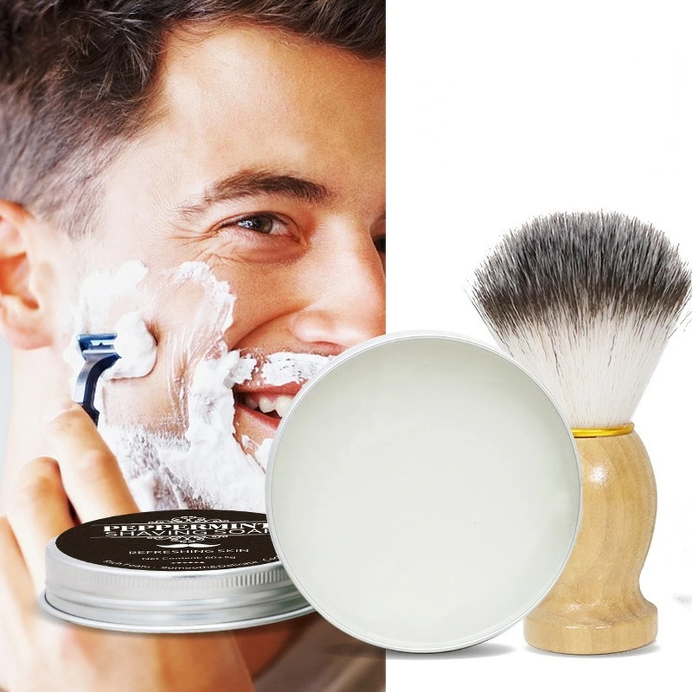 

60g Mint Scent Men's Shaving Soap Aluminum Boxed Foam Rich Gentle Not Stimulating Handmade Soap Gentle Shave Beard Cream